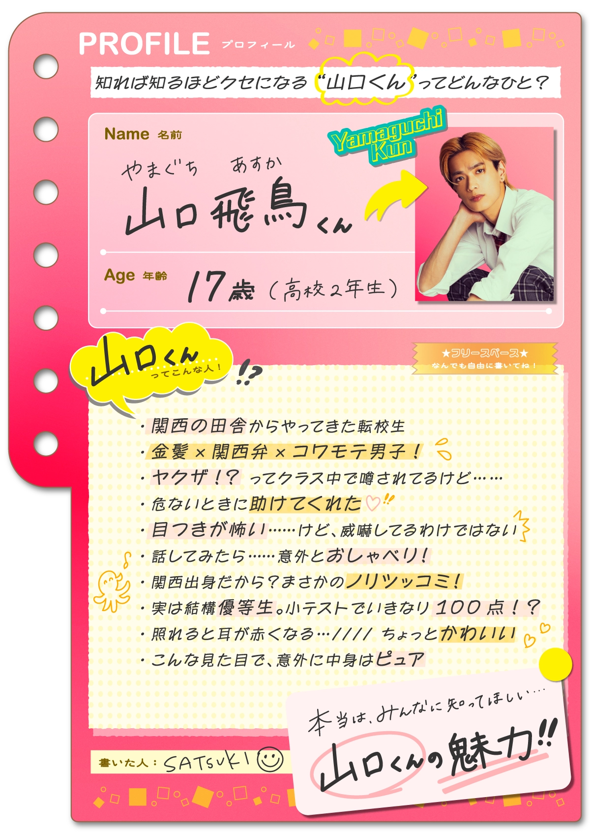 山口くんのプロフィール